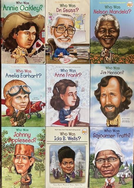 Who Was 10 Book Set - Ida B. Wells - Amelia Earhart - Anne Frank - Sojourner Truth - Nelson Mandela - Johnny Appleseed - Jim Henson- Who Was Dr. Seuss - Annie Oakley - Blackbeard (not pictured)