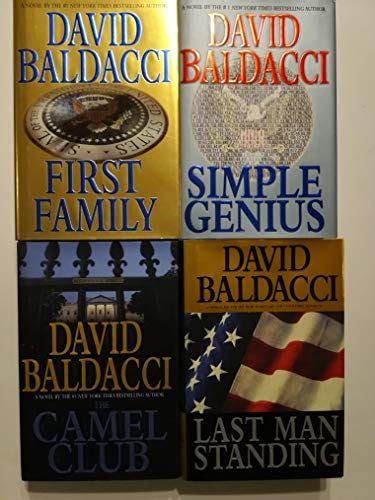 Set of 4 First Edition First Print Suspense Thrillers by David Baldacci: Last Man Standing, The Camel Club, Simple Genius, and First Family