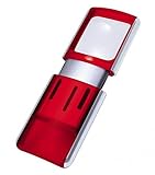 Wedo 2717502 Lupe eckig (mit LED Beleuchtung inklusiv Batterien, transluzent) rot livre