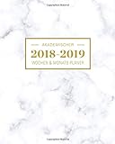 2018-2019 Akademischer Wochen- und Monatsplaner: Marble Terminkalender Organizer, Studienplaner und livre