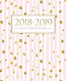 Wochenplaner 2018-2019: 19 x 23 cm : Goldene Punkte auf rosa Streifen livre