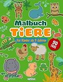 Malbuch Tiere ab 3 Jahren: 50 Tiere zum Ausmalen, vom Bauernhof, aus dem Urwald, aus dem Wald und au livre