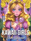 Kawaii Girls: An Adult Coloring Book with Adorable Anime Portraits, Cute Fantasy Women, and Fun Fash livre