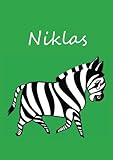 Malbuch / Notizbuch / Tagebuch - Niklas (dunkelgrün): DIN A4 - blanko - Zebra livre