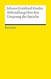 Abhandlung über den Ursprung der Sprache (Reclams Universal-Bibliothek) livre